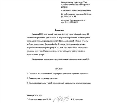 Jak správně napsat žádost o opravu střechy a opravu netěsností v bytě: příklady a podrobné pokyny